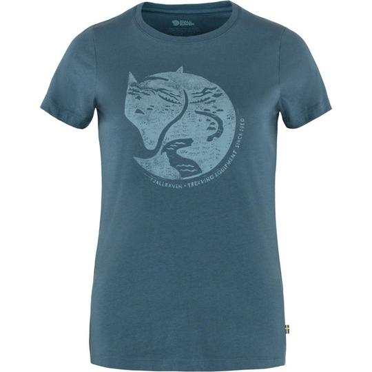 Fjällräven Arctic Fox Print T-shirt W - Indigo Blue - Naiset - M - Partioaitta