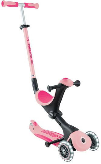 Globber Go-Up Deluxe Lights 3-pyöräinen Potkulauta, Pastel Pink