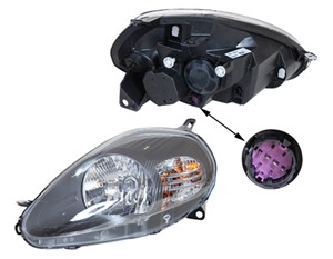 Frontlykt, Venstre, ABARTH GRANDE PUNTO, FIAT GRANDE PUNTO, PUNTO Skåp/halvkombi, 000051833191, 51833191
