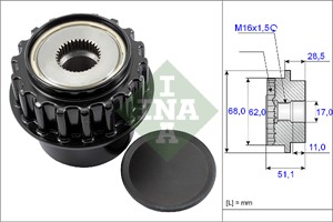 Frihjul, dynamo, LAND ROVER FREELANDER 2, VOLVO S60 II, S80 II, V60 I, V70 III, XC60 SUV I, XC70 II, XC90 I, 30644805, 30750109, 3111008