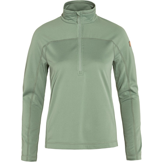 Fjällräven Abisko Lite Fleece Half Zip W - Misty Green - Naiset - S - Partioaitta