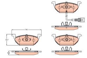 Bremseklosser sett, Framaksel, AUDI,SEAT,SKODA,VW, 1J0 698 151 D, 1K0 698 151 A, 1K0 698 151 D, 8Z0 698 151 A