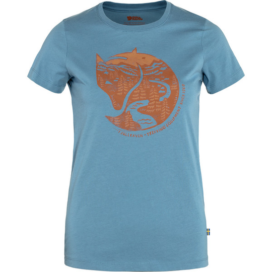 Fjällräven Arctic Fox Print T-shirt W - Dawn Blue-terracotta Brown - Naiset - L - Partioaitta