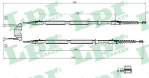 Kabel, parkeringsbremse, Bak, Høyre, Senter, Venstre, OPEL ASTRA H, ASTRA H GTC, ASTRA H Sedan, ASTRA H TwinTop, VAUXHALL ASTRA Mk V, 13